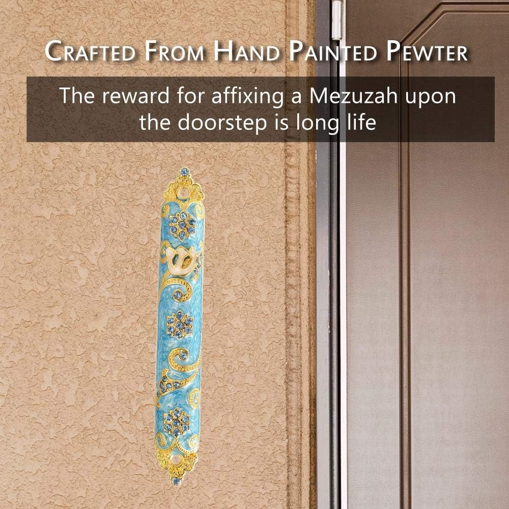 Matashi 45 Inch Hand Painted Mezuzah with Gold and Crystals