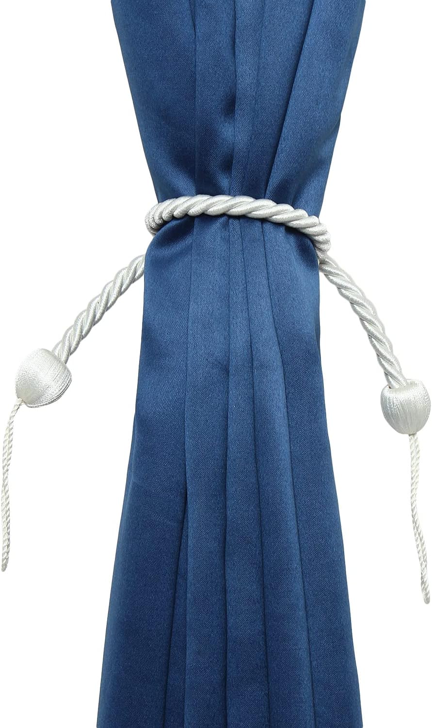 2 Pack Curtain Ropes Tiebacks - White Polyester Holdbacks