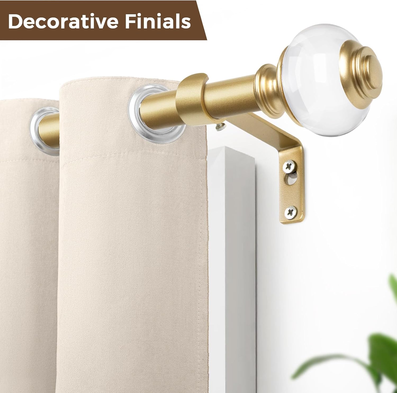 USFOOK Gold Telescoping Curtain Rods 32-58 Inch
