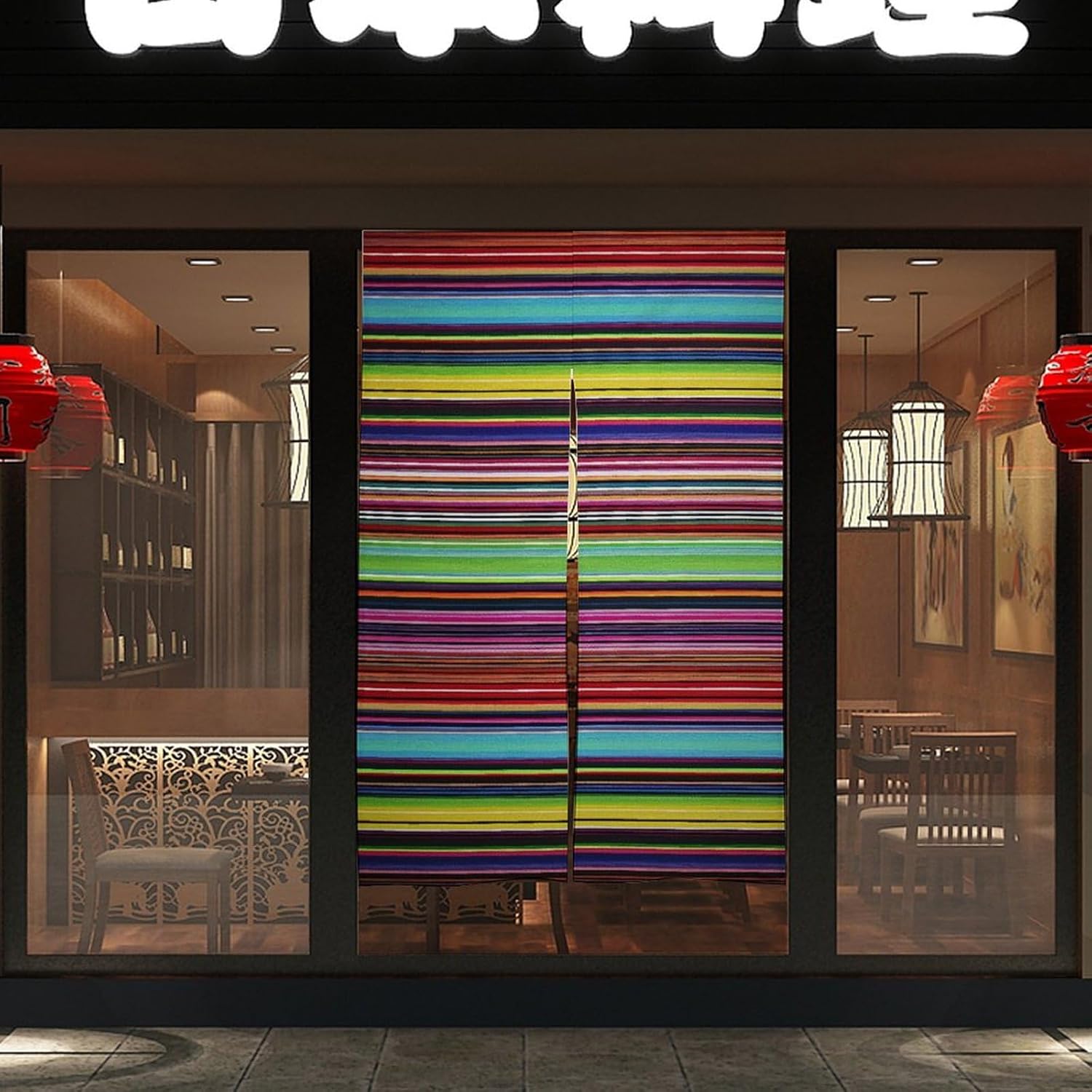 Japanese Noren Striped Door Curtain 34x57 Inch