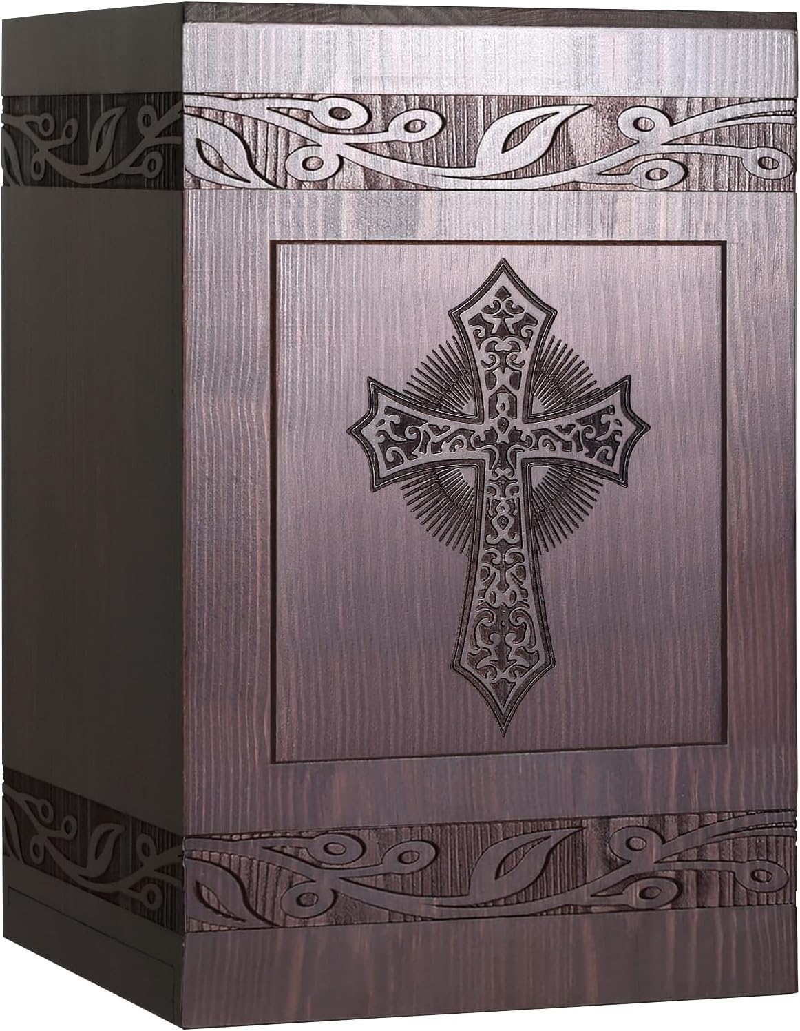 Handcrafted Cremation Urn with Carved Cross