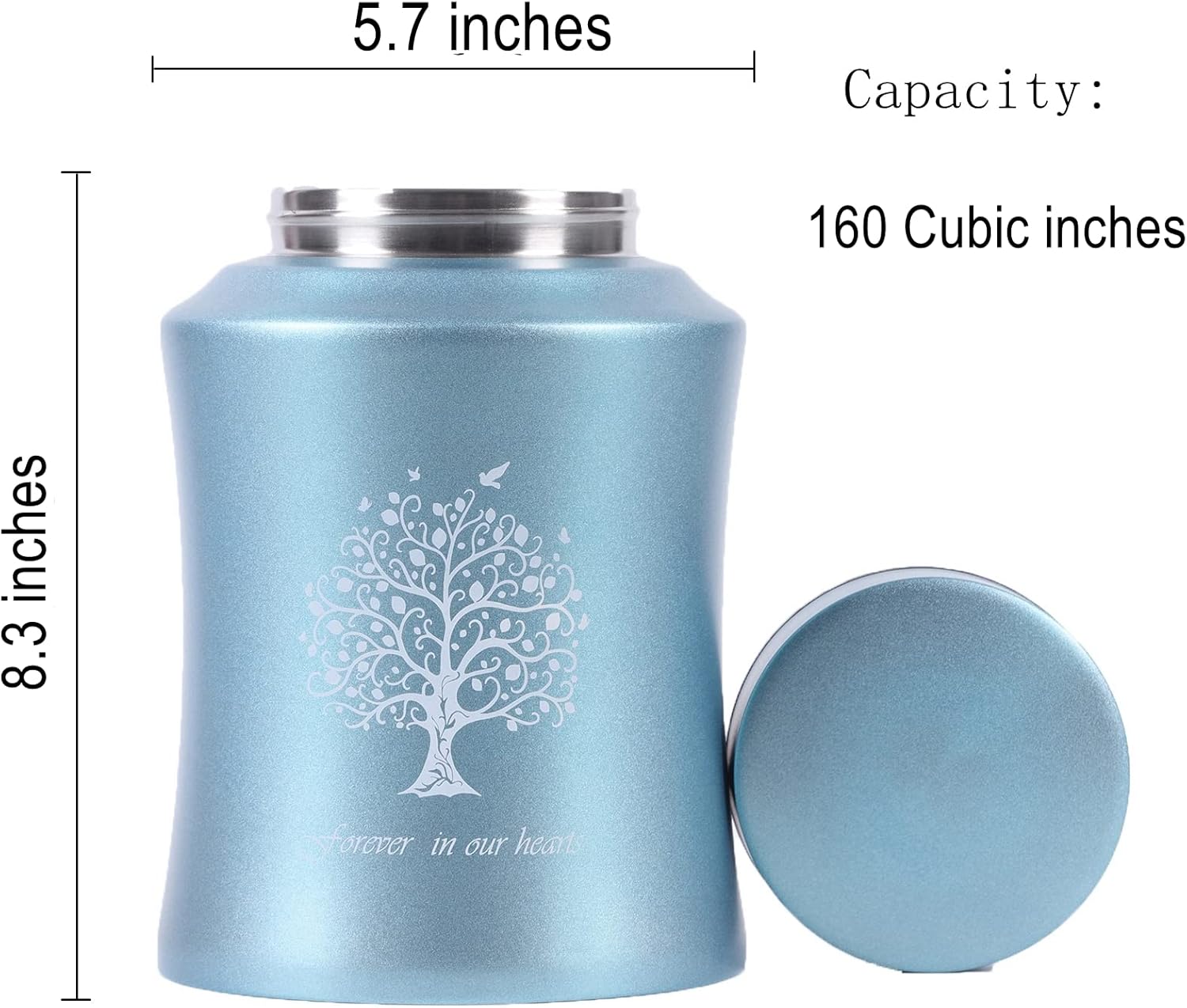 Tree of Life Urns for Human Ashes - Blue Finish 160 Cubic Inches