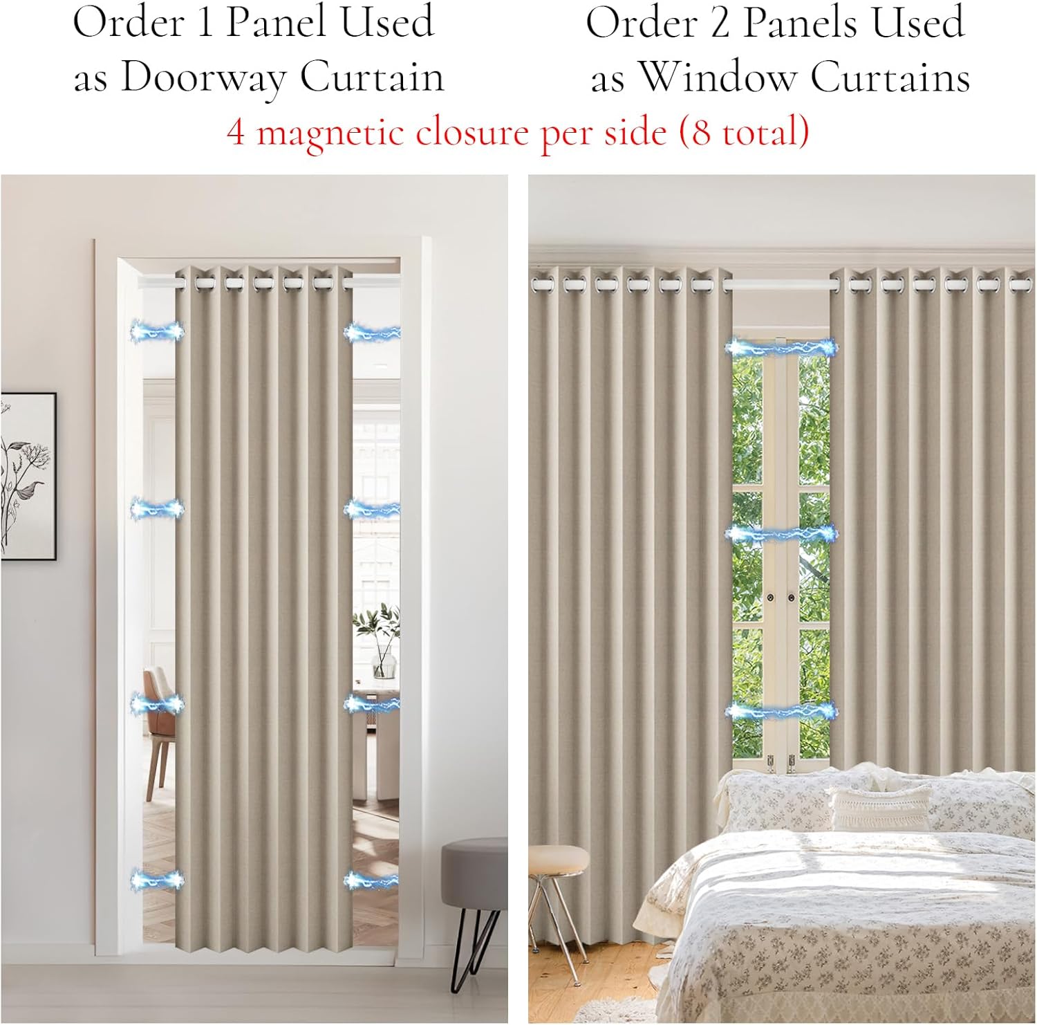 100 Blackout Magnetic Folding Door Curtain Panel
