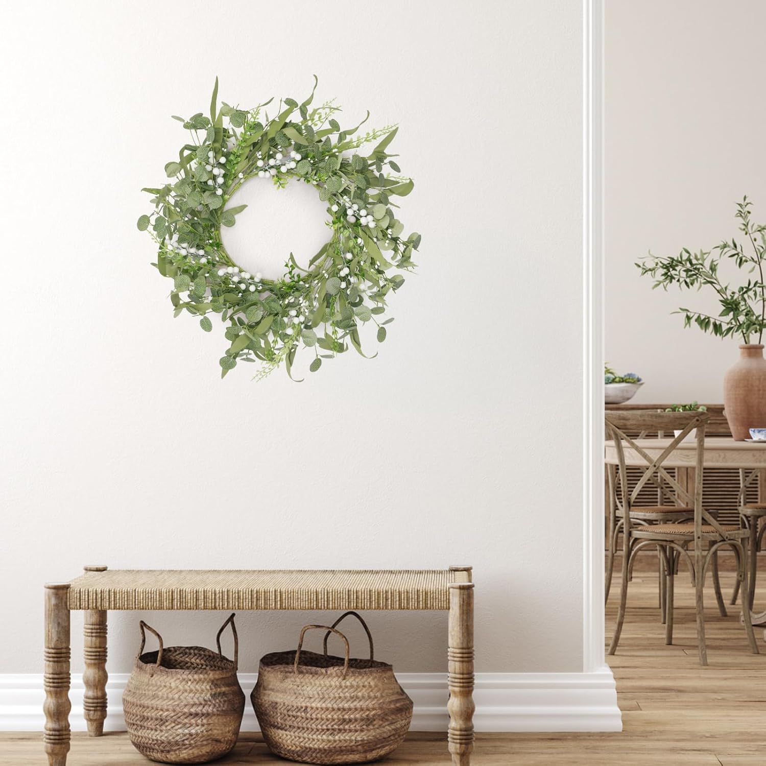 Artificial Eucalyptus Wreath 20 Inch Front Door Decor