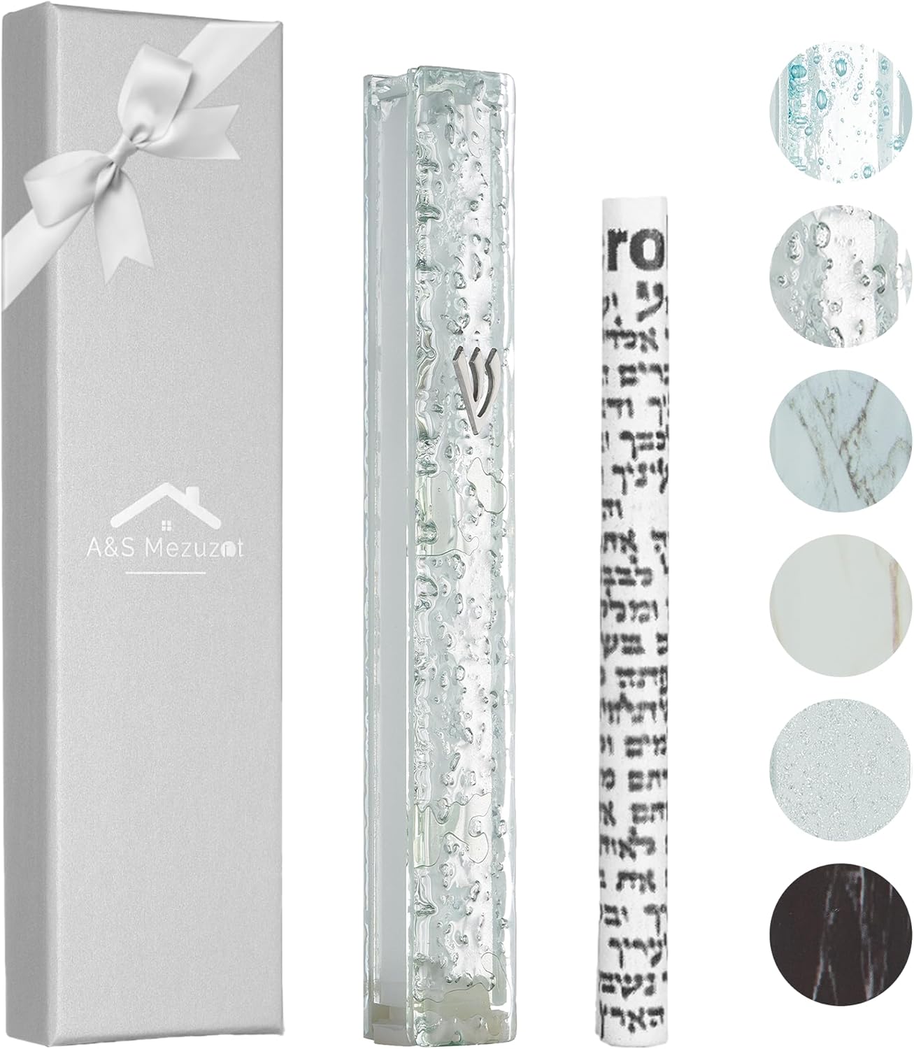 Modern Glass Mezuzah Case with Shattered Design