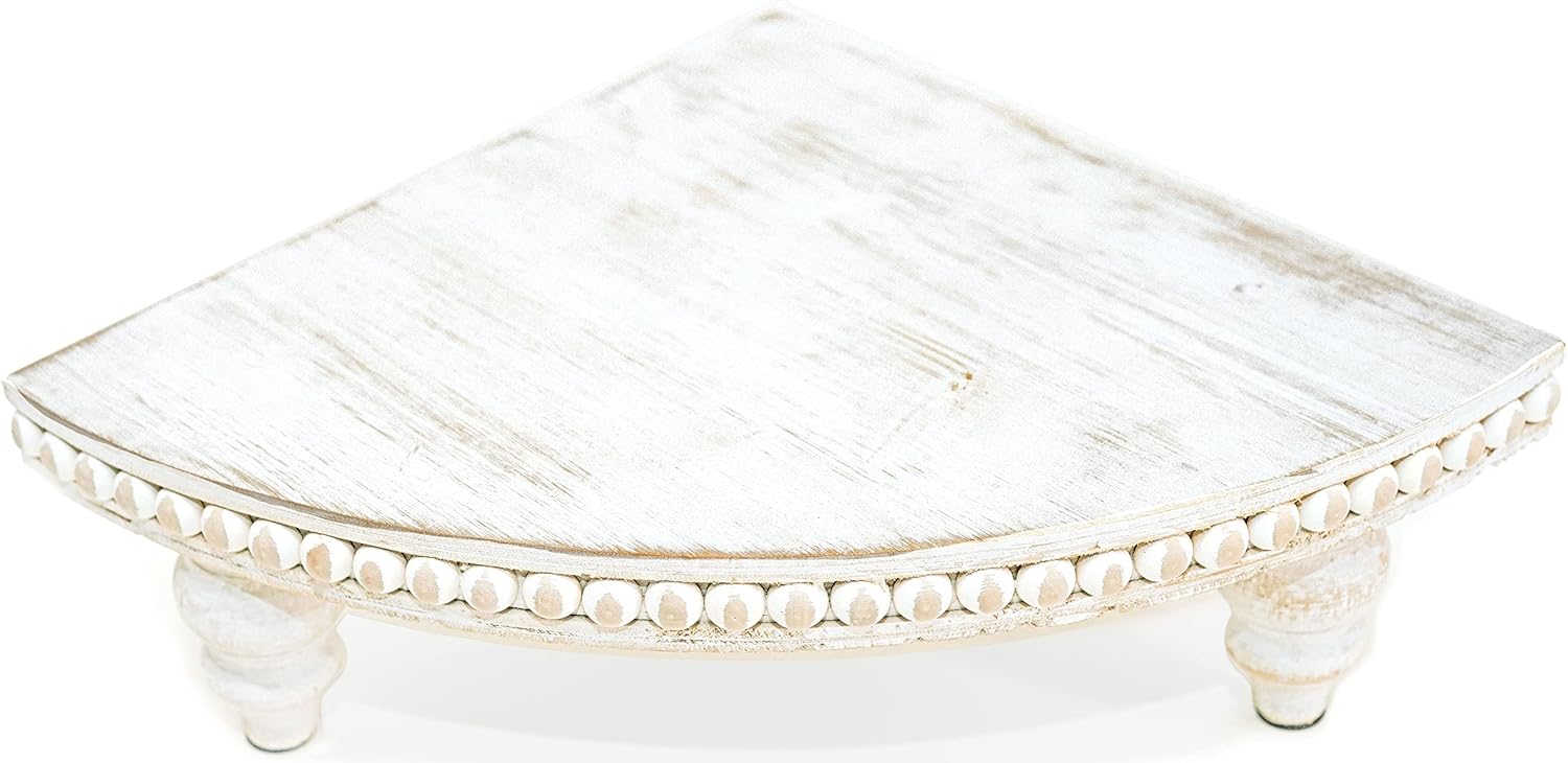Rustic White Corner Pedestal Stand for Display