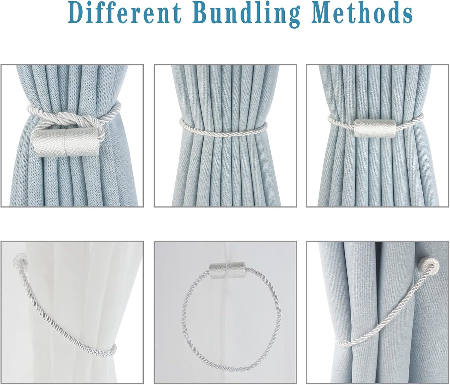 Modern Magnetic Curtain Tiebacks 6 Pack White Holdbacks