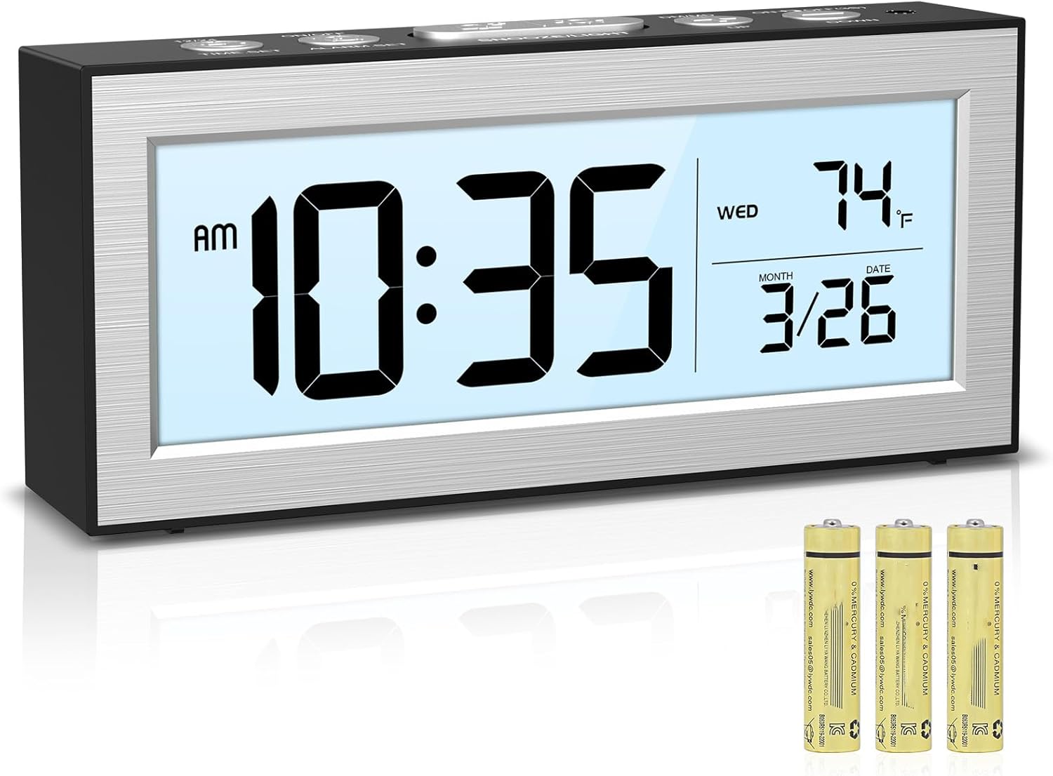 OQIMAX Battery Powered Alarm Clock with LCD Display