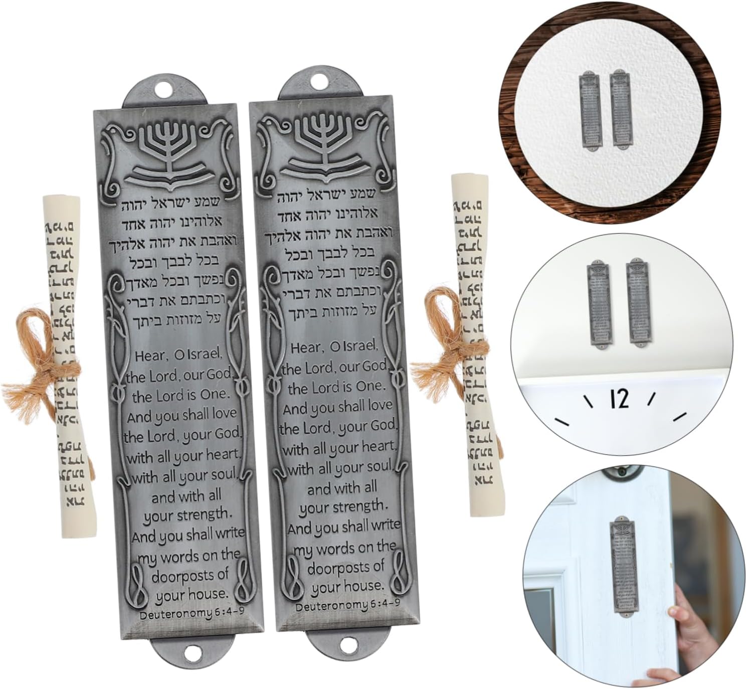 Kichvoe 2pcs Metal Mezuzah Set with Scroll