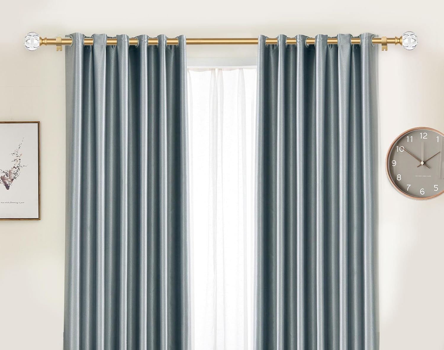 KAMANINA 1 Inch Gold Curtain Rods 32-86 Inches