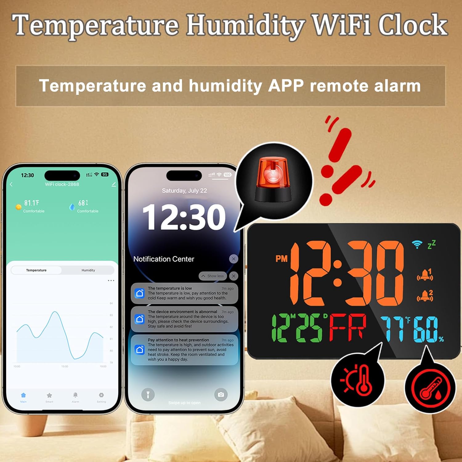 24Ghz WiFi Atomic Clock with Temperature Humidity and Alarm