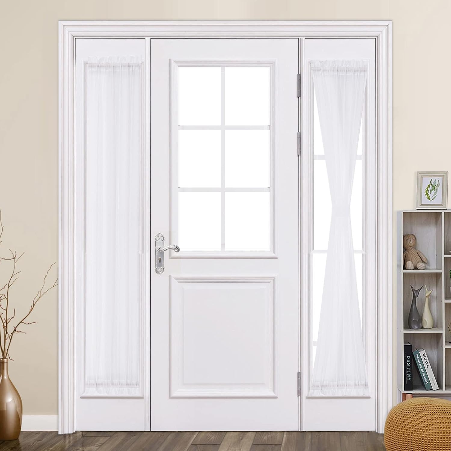 MIULEE 2 Panels Sidelight Curtains - White 25x72 Inches