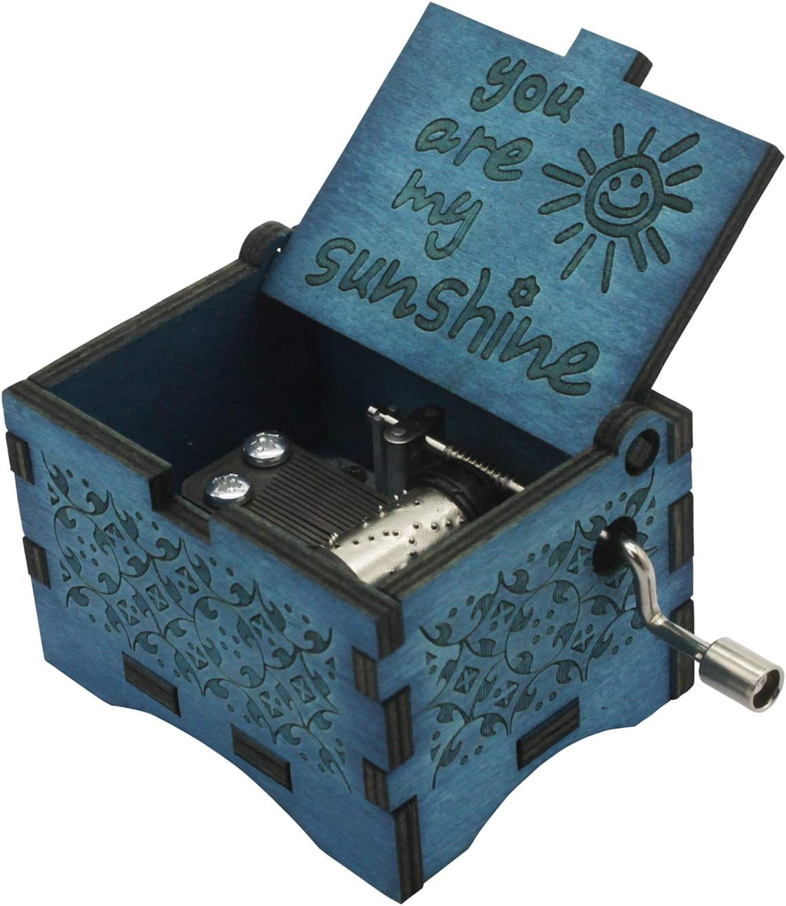 You Are My Sunshine Wooden Music Box with Hand Crank