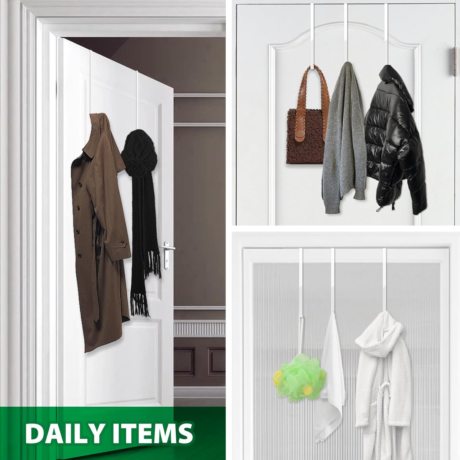 14 Inch Z-Shaped Door Hooks 4 Pack White