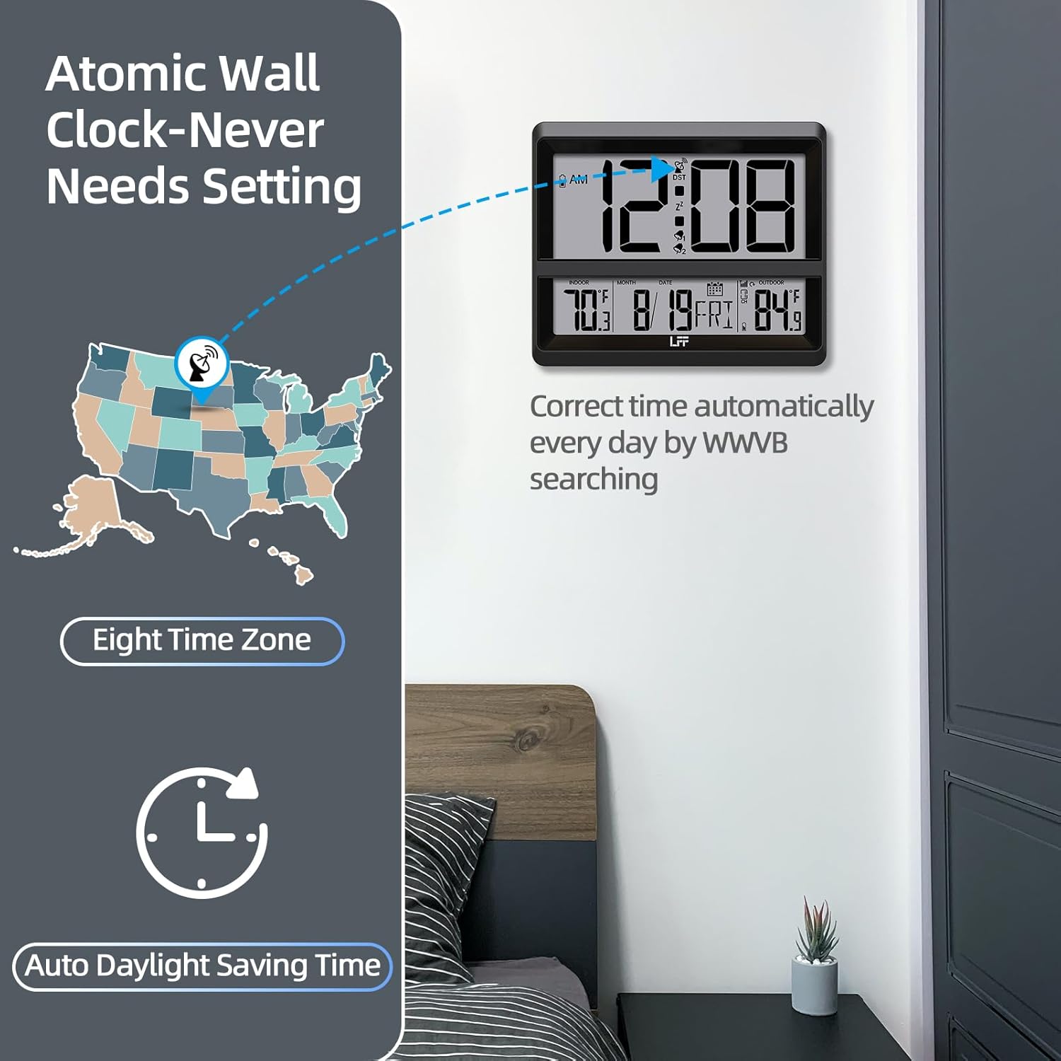 LFF Atomic Clock with Large Display and Temperature Monitoring