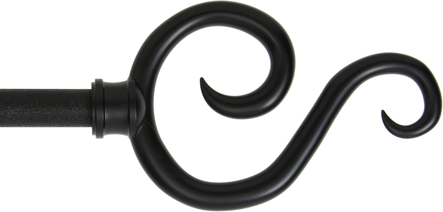 Kenney KN65273 Decorative Window Curtain Rod Black Finish