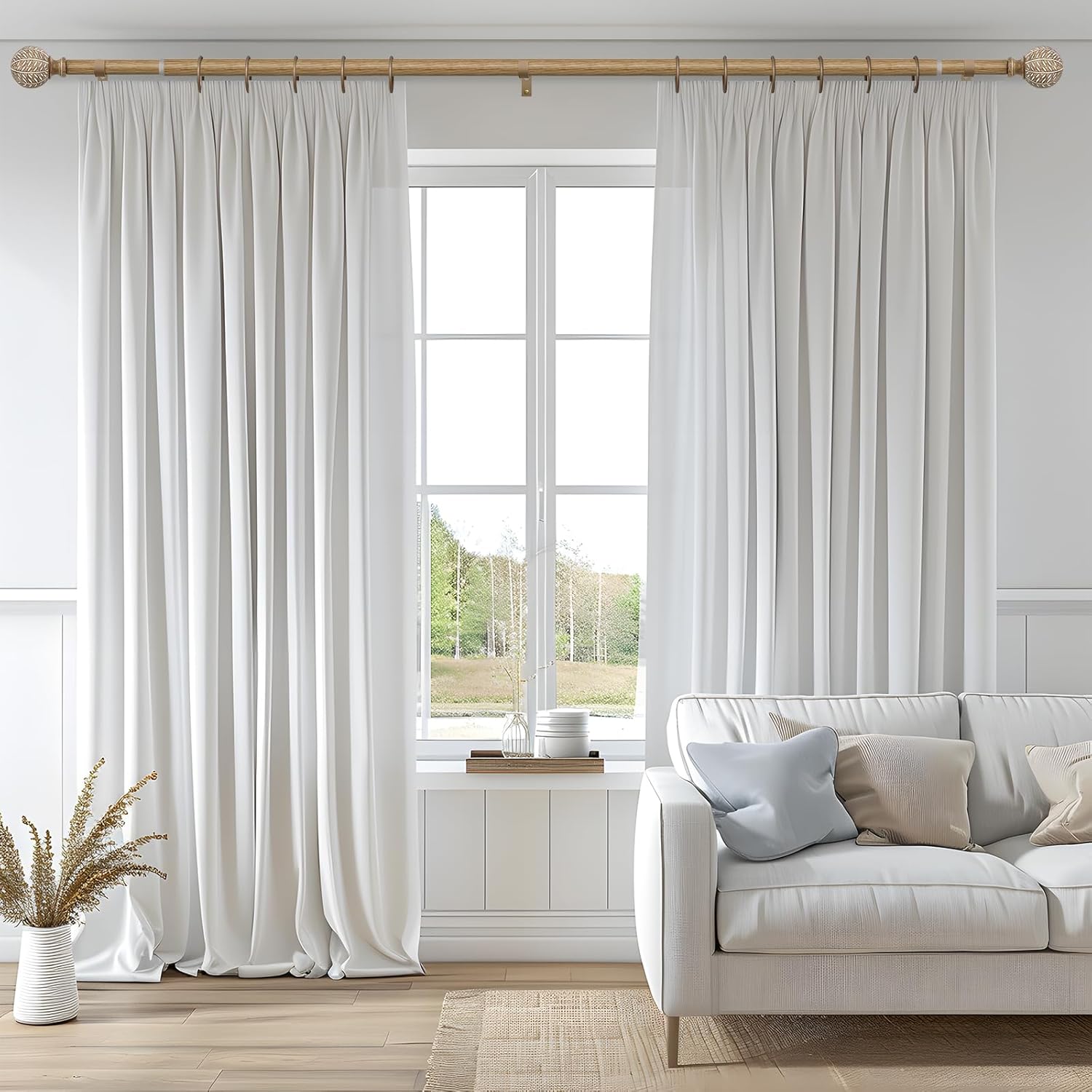 Weathered Wood Boho Curtain Rods 18-60 Inch Set
