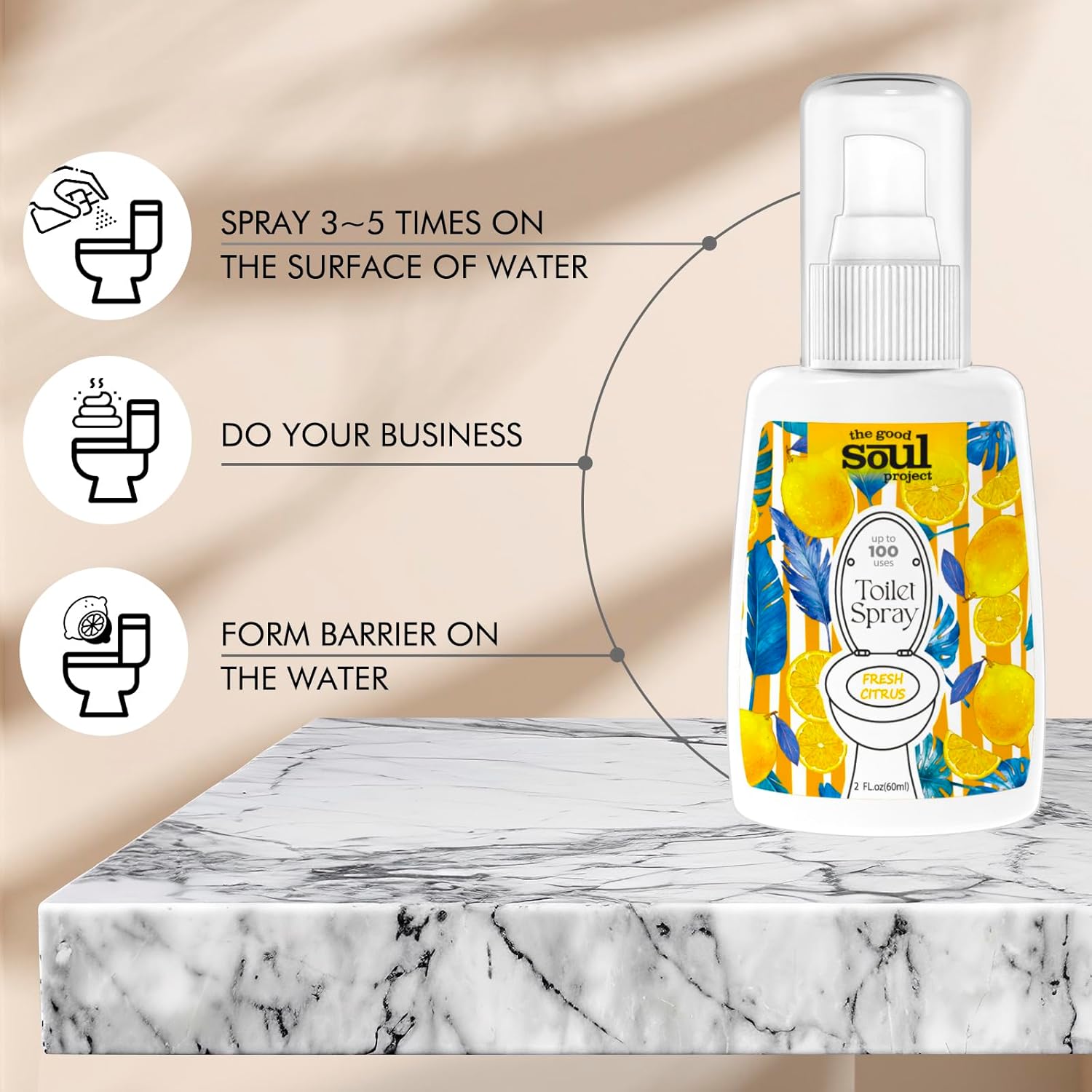 Good Soul Project Toilet Spray Fresh Citrus 2 Fl Oz 2 Pack
