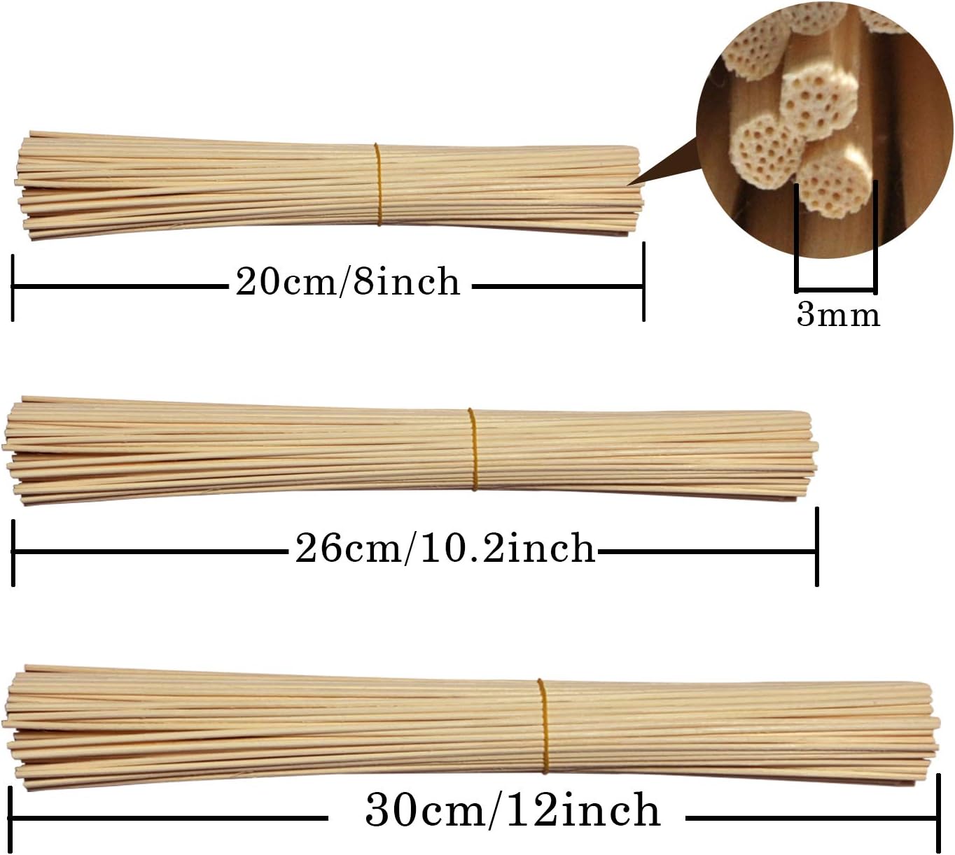 100 Pieces Natural Rattan Diffuser Sticks 8 Inch 3mm