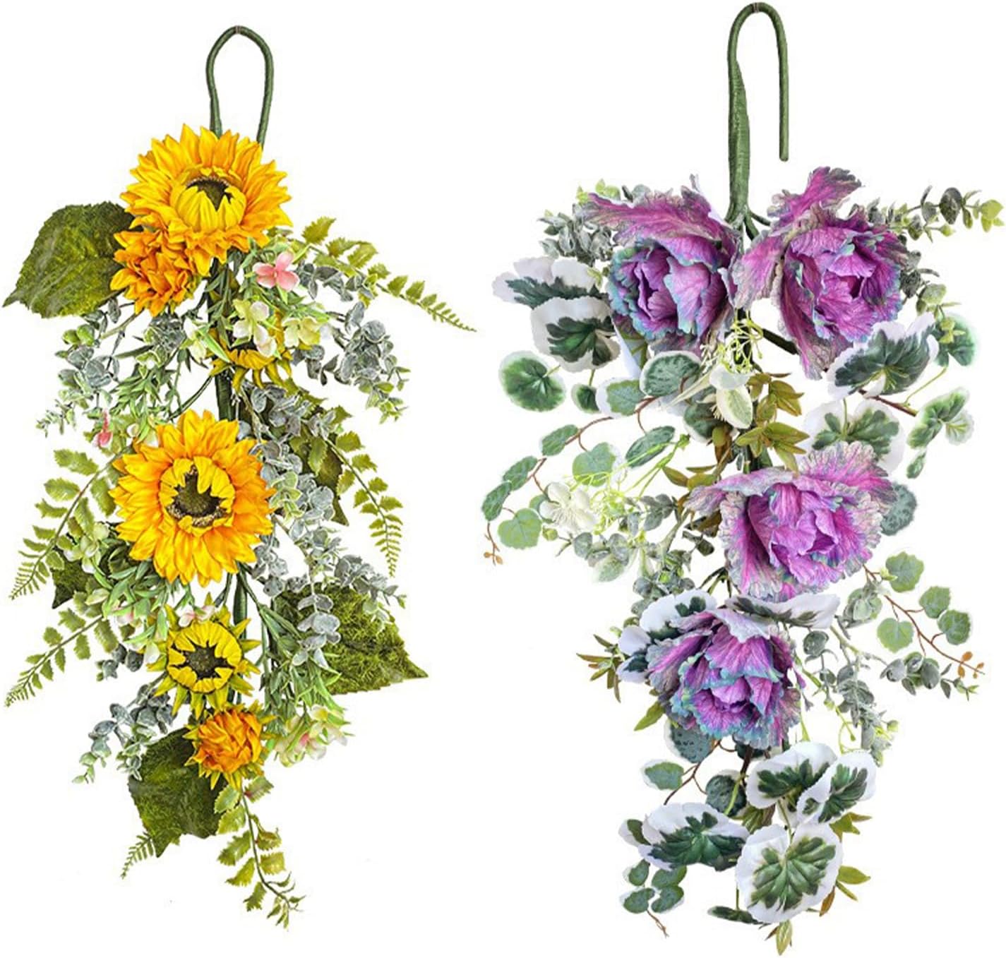 275in Artificial Sunflower Teardrop Wreath Yellow