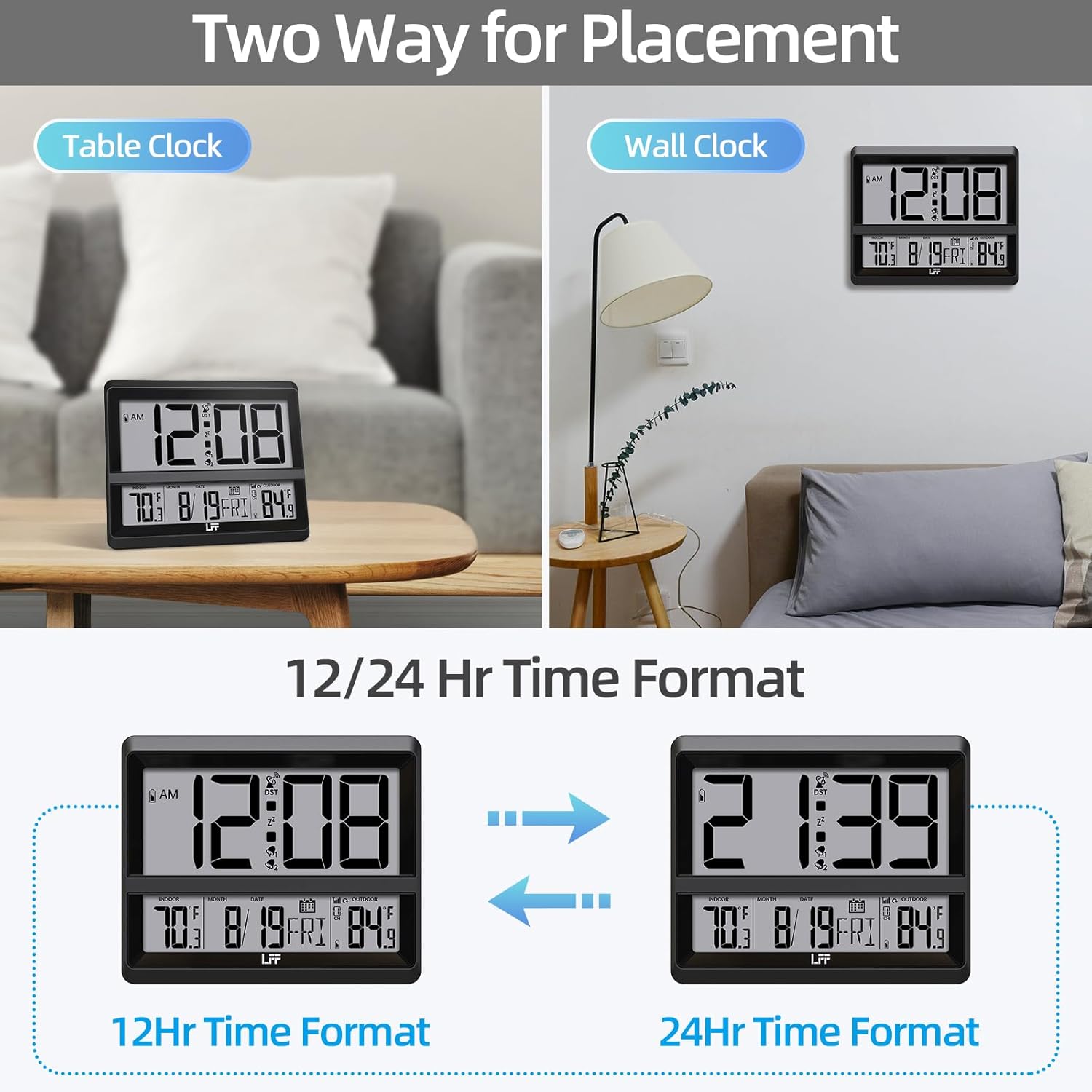 LFF Atomic Clock with Large Display and Temperature Monitoring