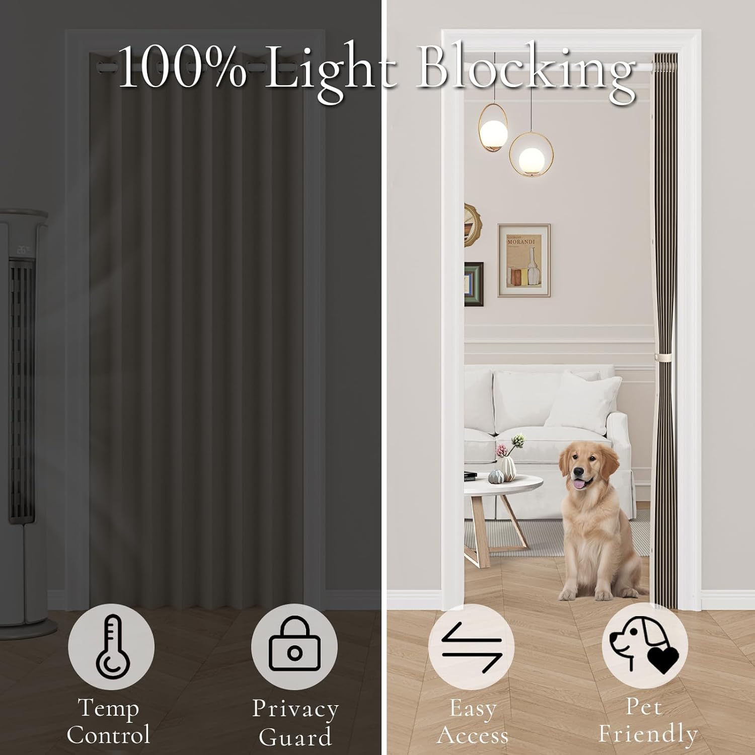 100 Blackout Magnetic Folding Door Curtain Panel