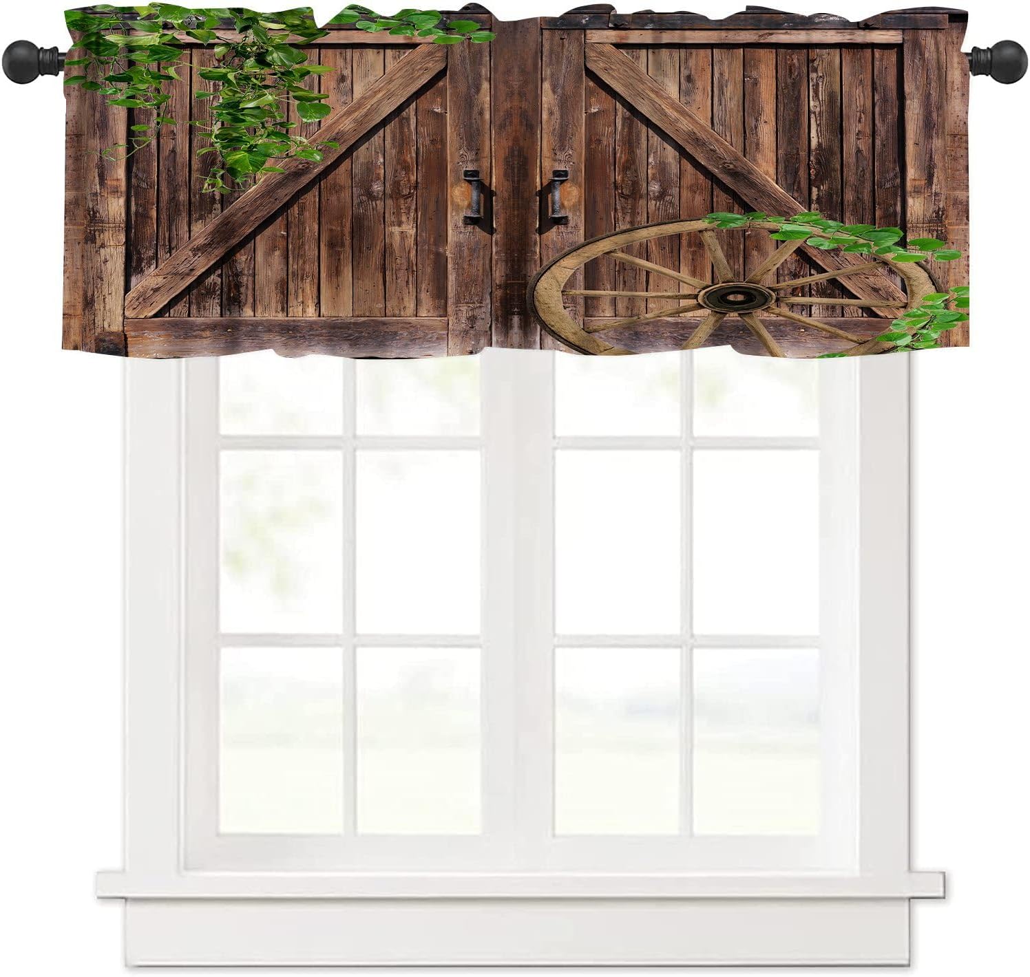Rustic Barn Door Valance Curtain - 54x18 Inch