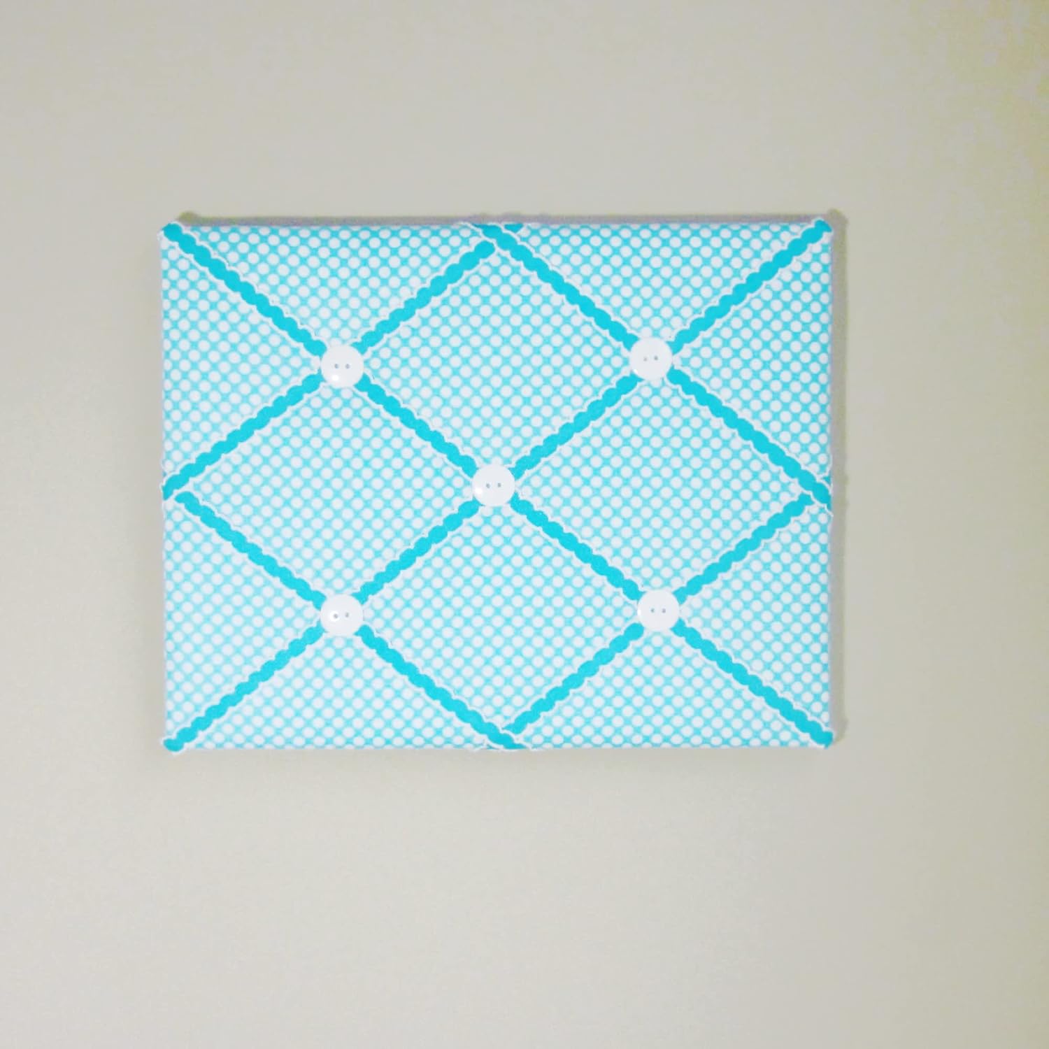11x14 Turquoise White Polka Dot French Memory Board Bow Organizer