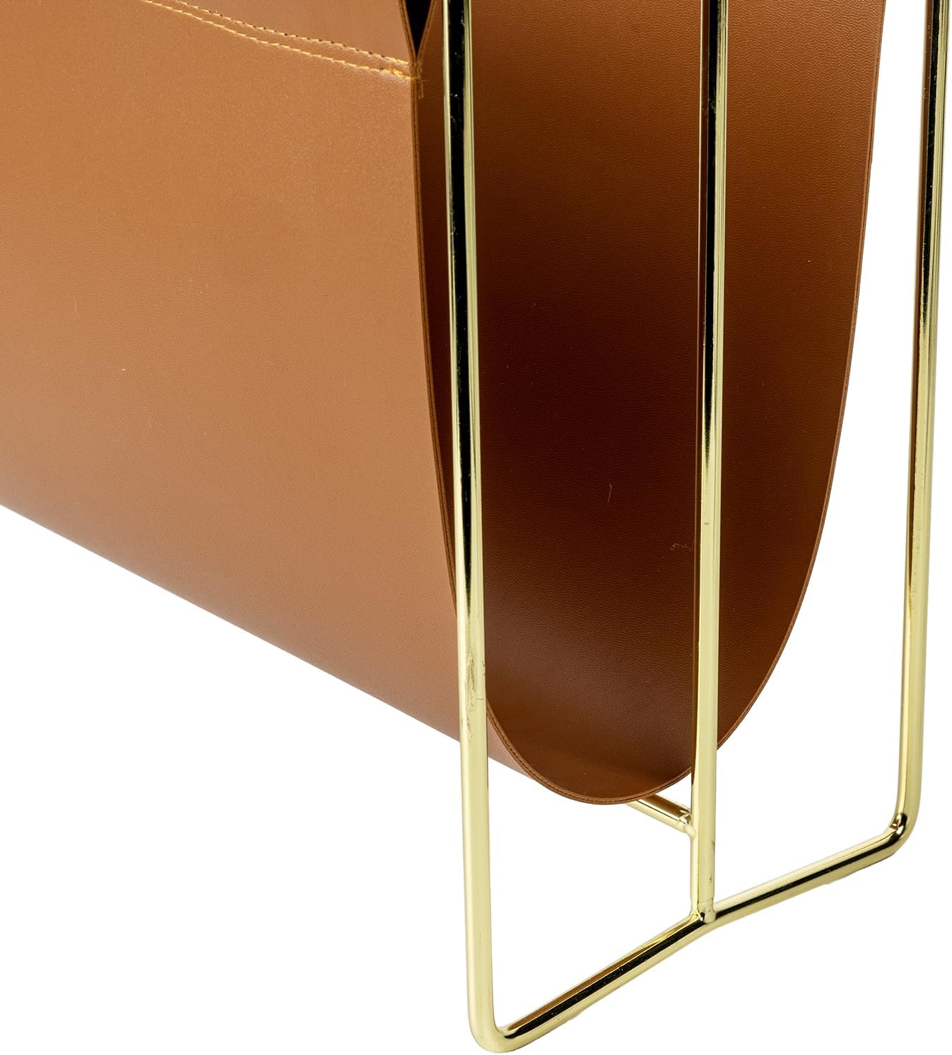MyGift 15 Inch Modern Brown Leatherette Magazine Holder