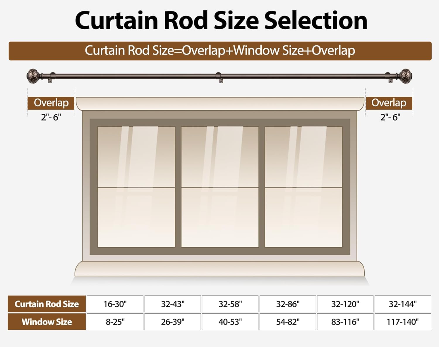 TONIAL Bronze Curtain Rod Adjustable 32-58 Inches