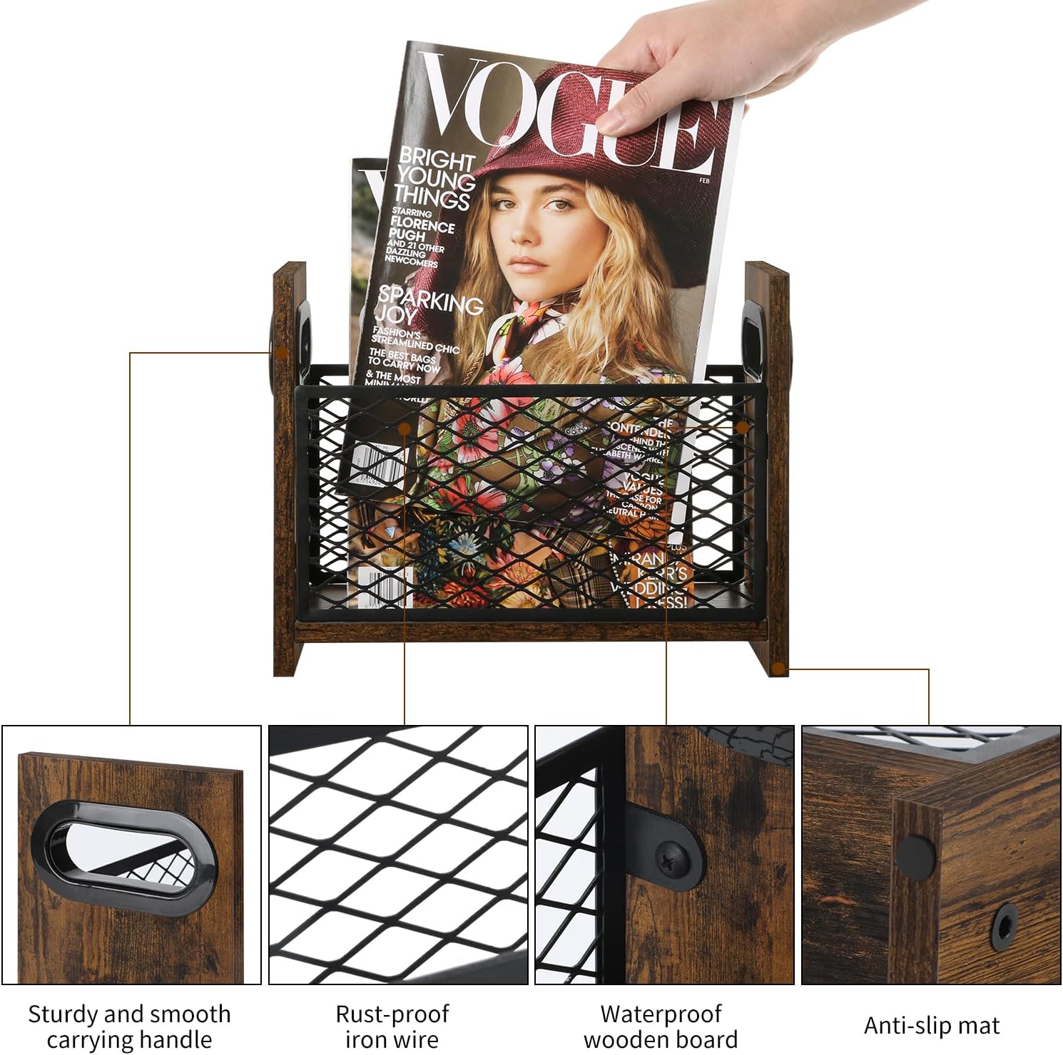 Yinmit Magazine Holder Small Desktop Magazine Rack