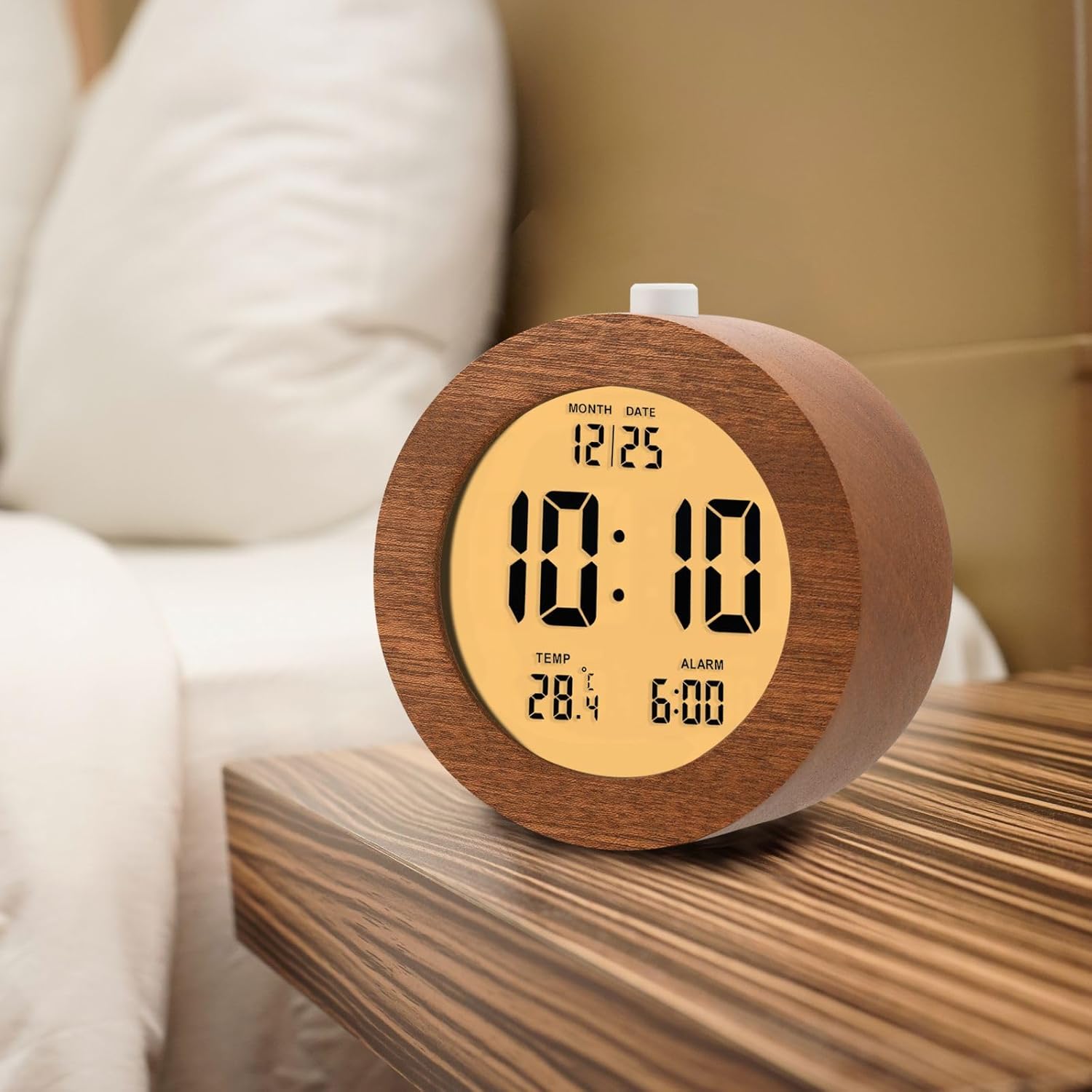Plumeet Wooden Digital Alarm Clock with Nightlight