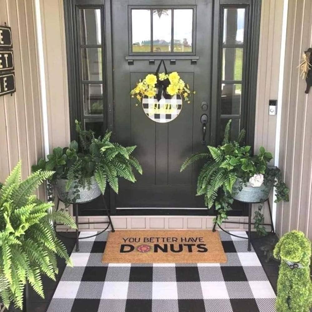Buffalo Plaid Outdoor Rug 24 x 37 Black White Check