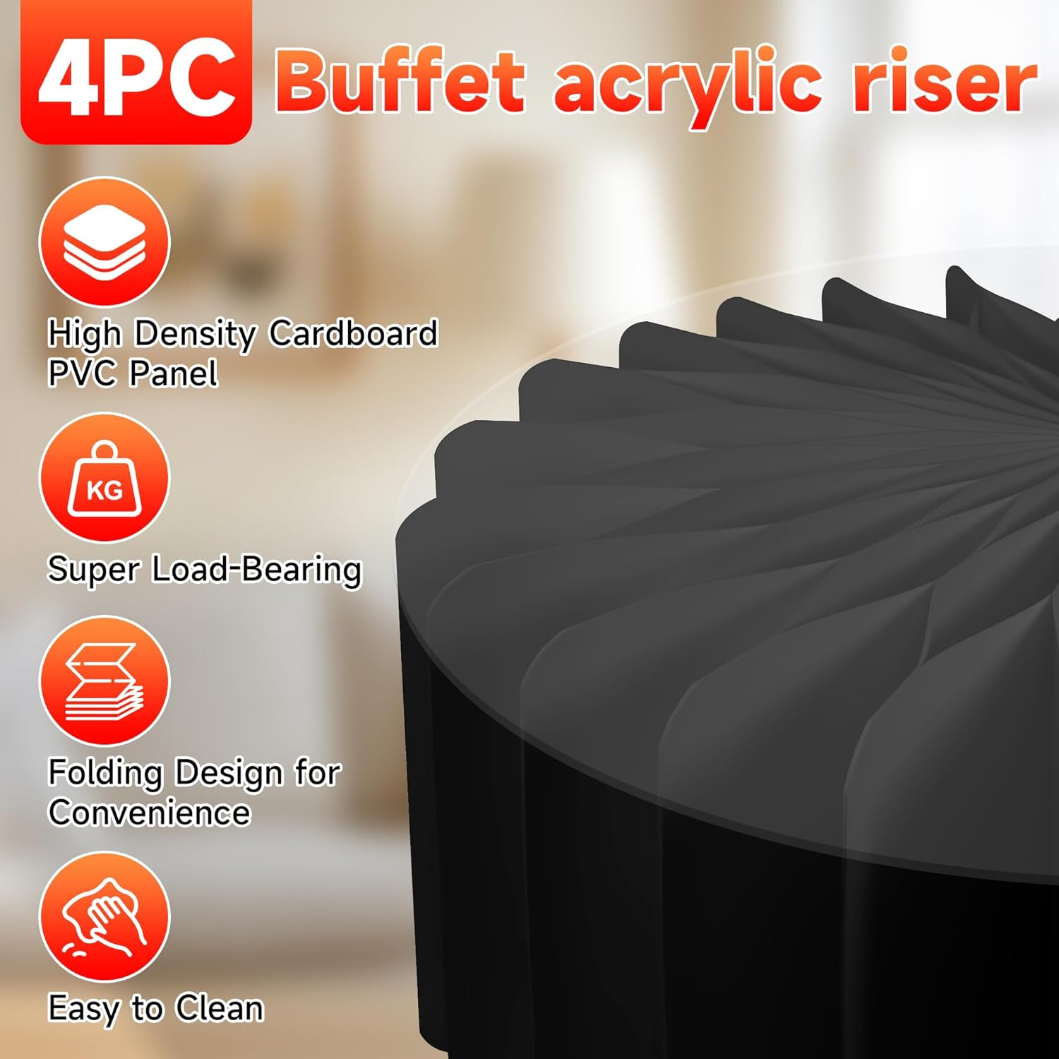 4-Pack Acrylic Buffet Risers for Party and Wedding Displays