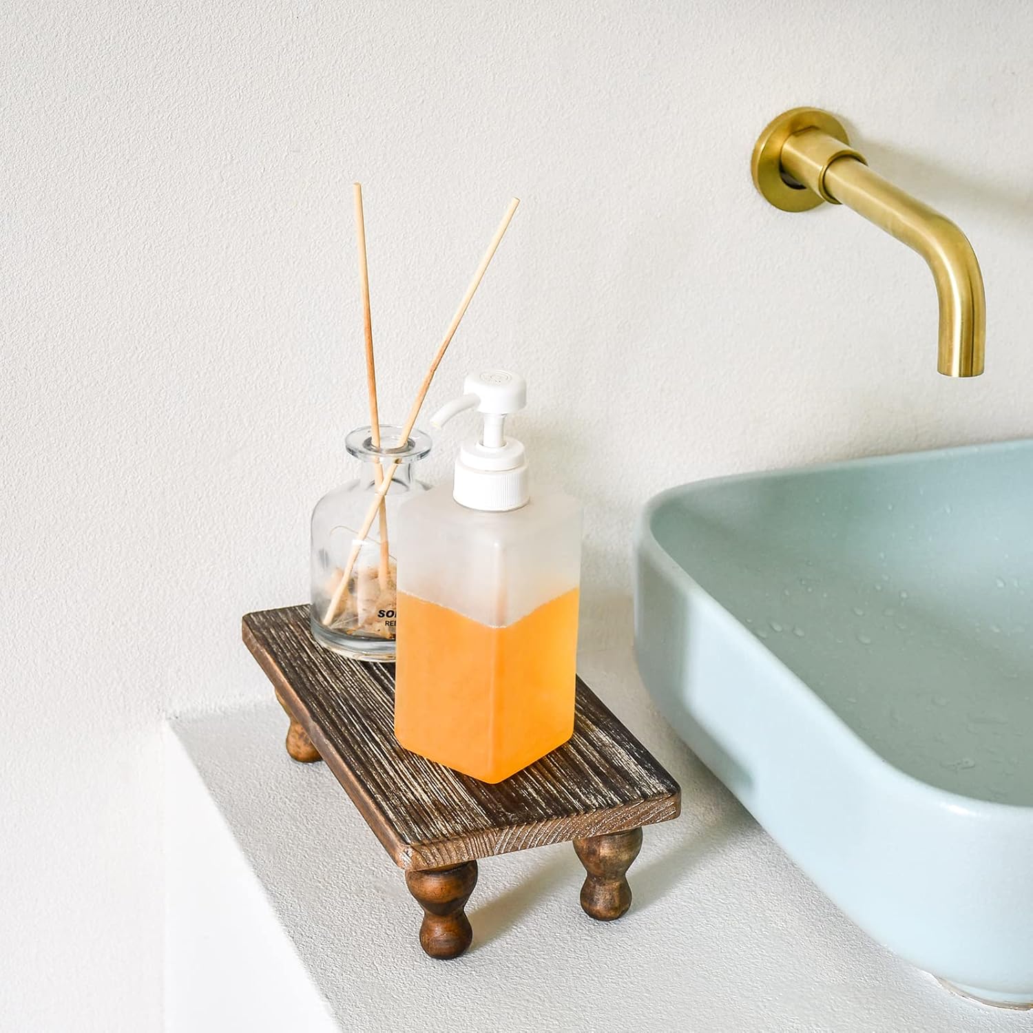 Rustic Wooden Riser with Pedestal Stand for Home Decor