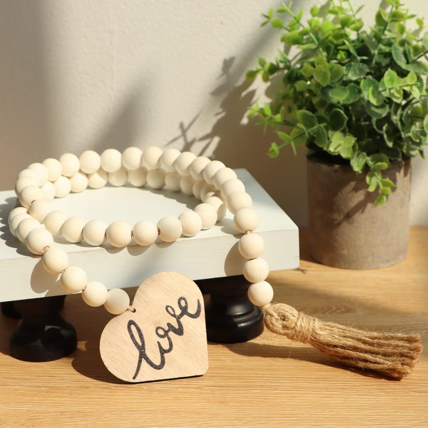 Meplait Love Wooden Bead Garland with Tassel