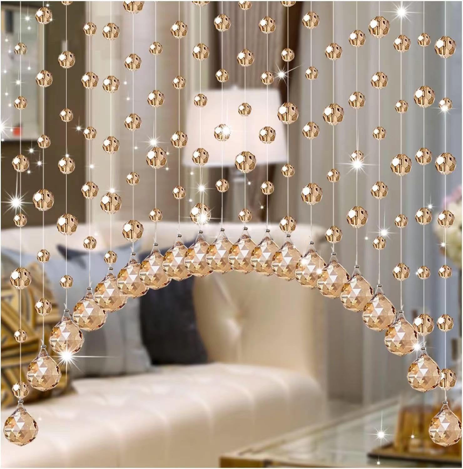20 String Crystal Beaded Curtain with Arched Design