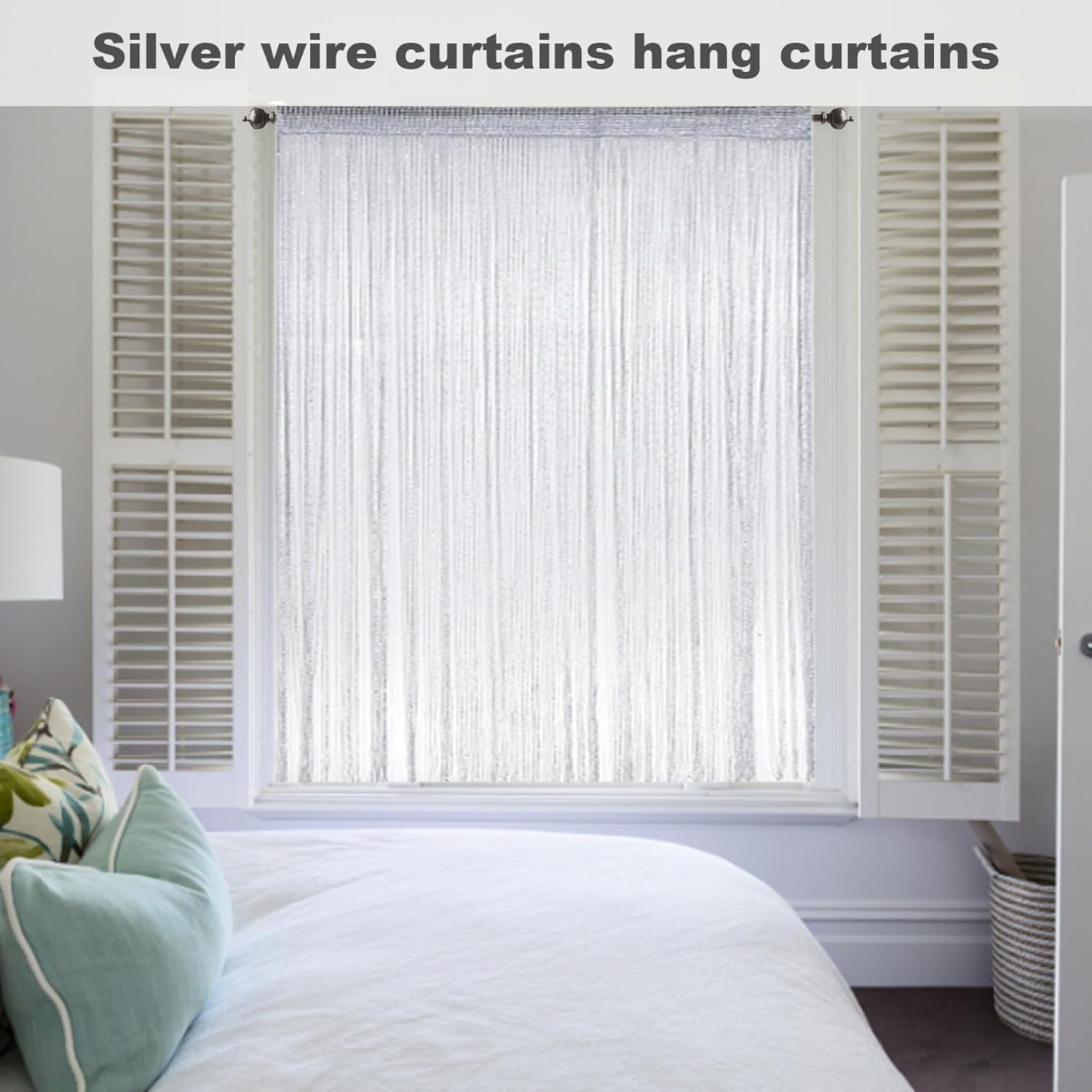 Eioflia Beaded Door Curtain 79x39 Inch Grey