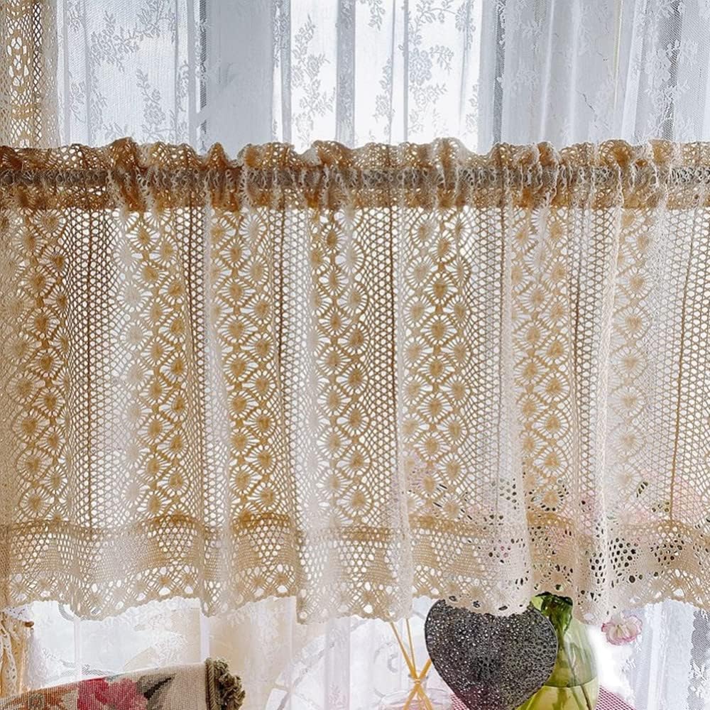 Rustic Crochet Curtain Valance for Kitchen Bathroom