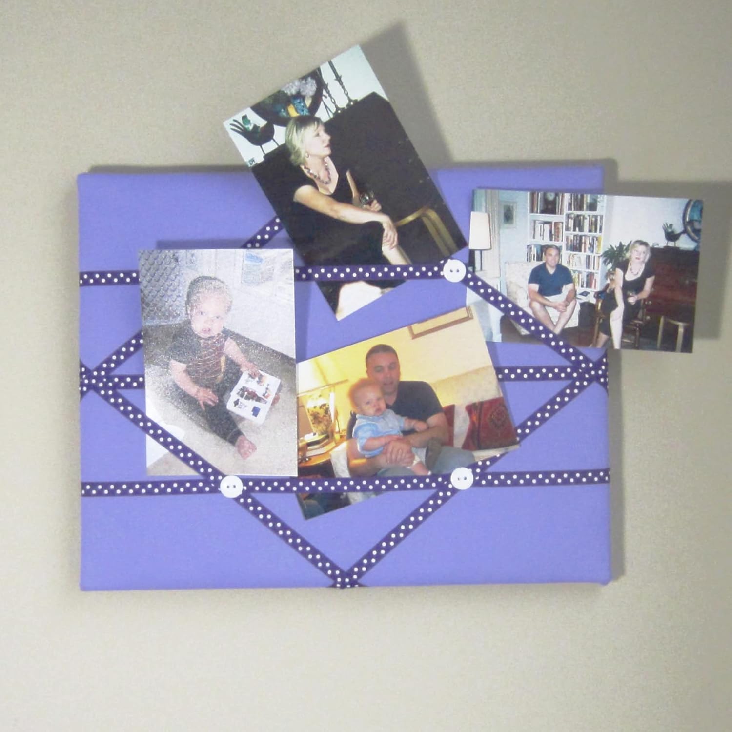 11x14 Lilac Purple Polka Dot French Memo Board with Bow Design