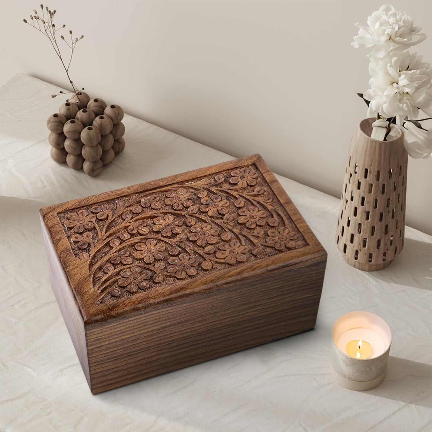STAR INDIA CRAFT Wooden Urn Box for Ashes