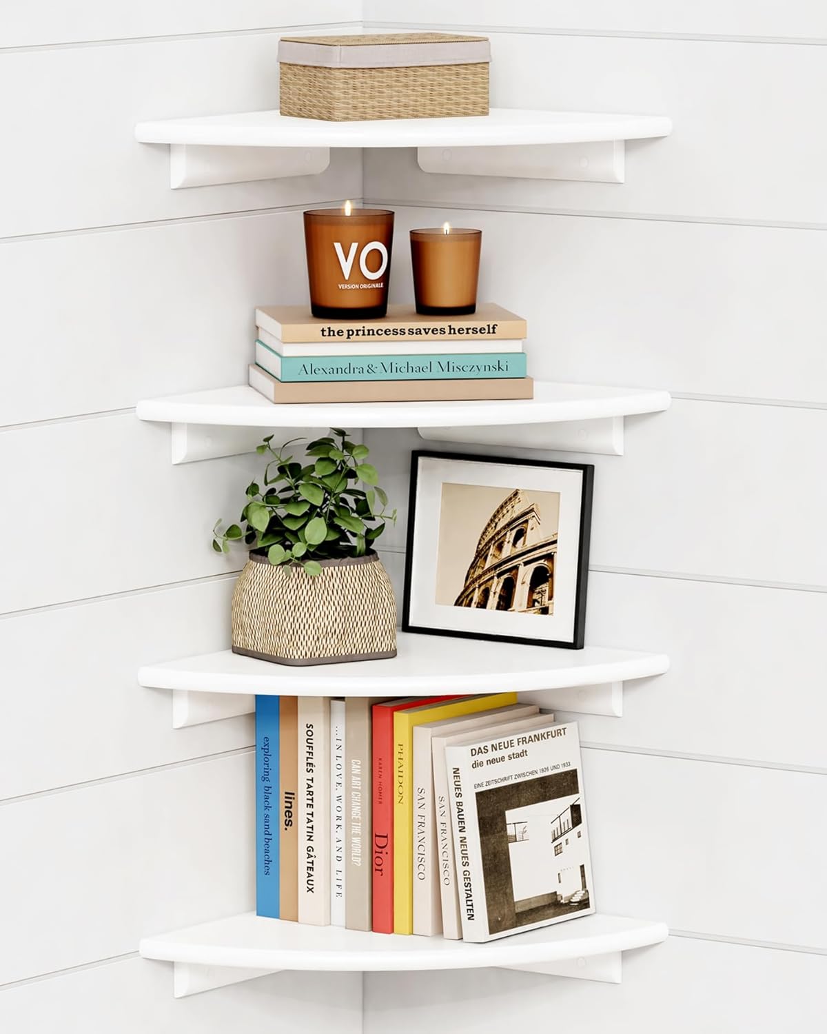 Forbena Floating Corner Shelves Set of 4 White Wood