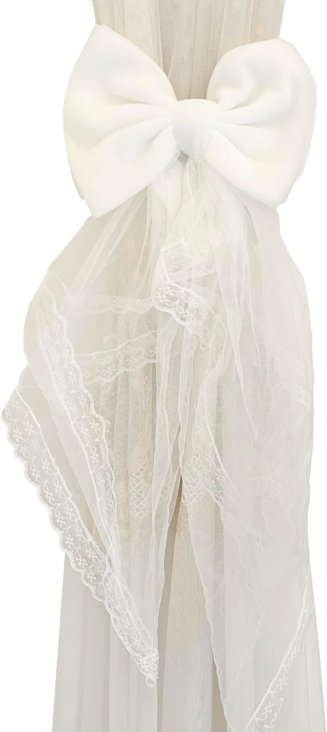 2 Pcs White Lace Bow Curtain Tiebacks Holdbacks