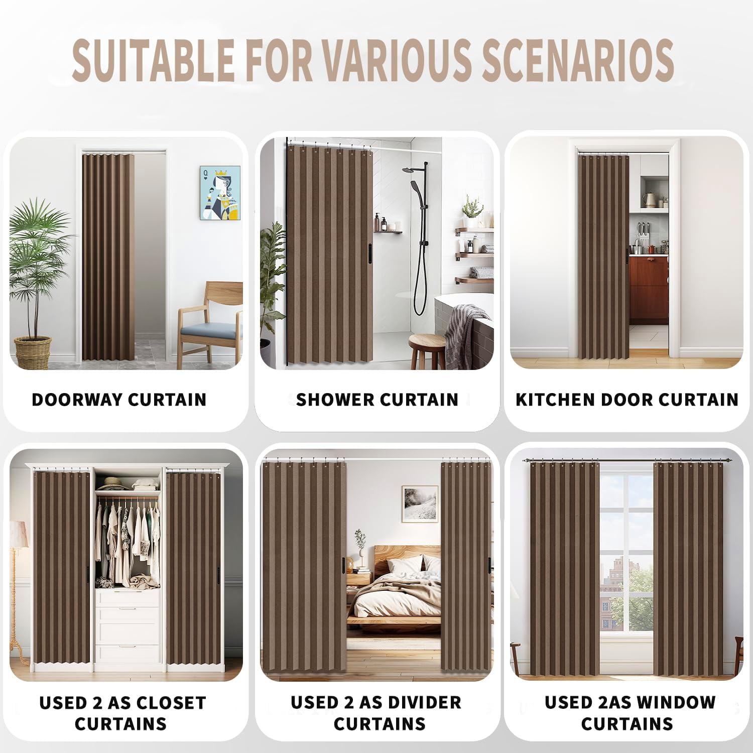 Vatge Door Curtains Brown 1 Panel Tieback Divider