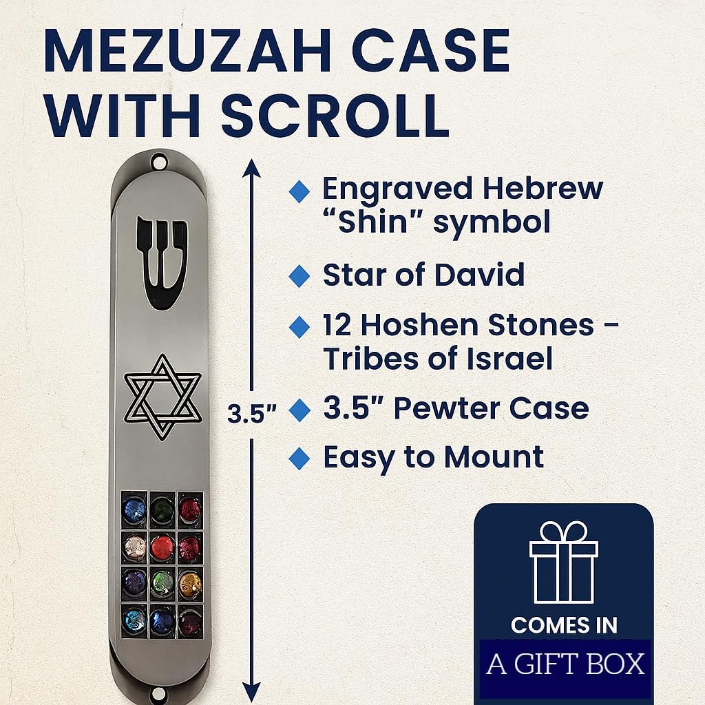 TALISMAN4U Pewter Mezuzah with Scroll for Door