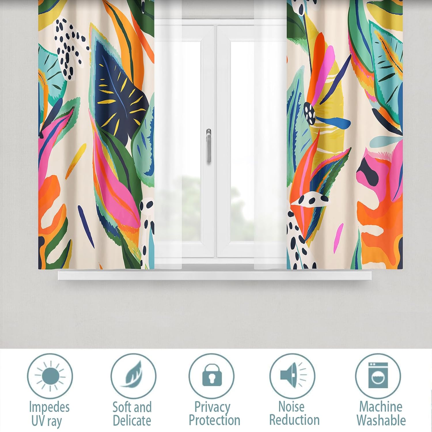 Colorful Blackout Curtains with Grommets 2 Panel Set