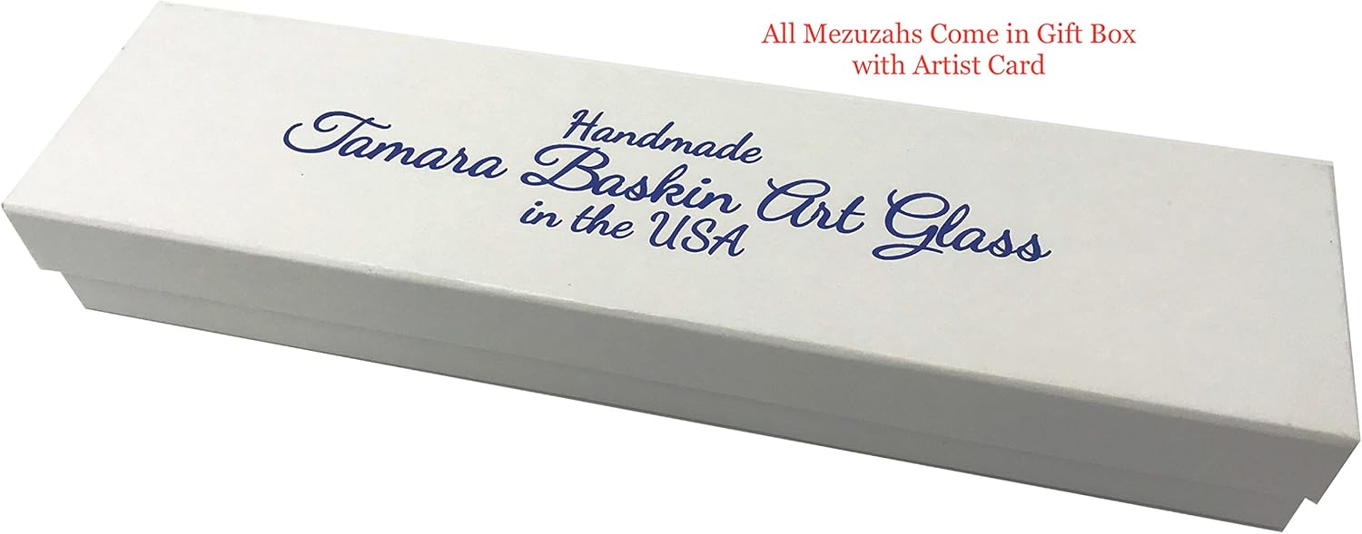 Tamara Baskin Art Glass Sparkling Midnight Blue Mezuzah