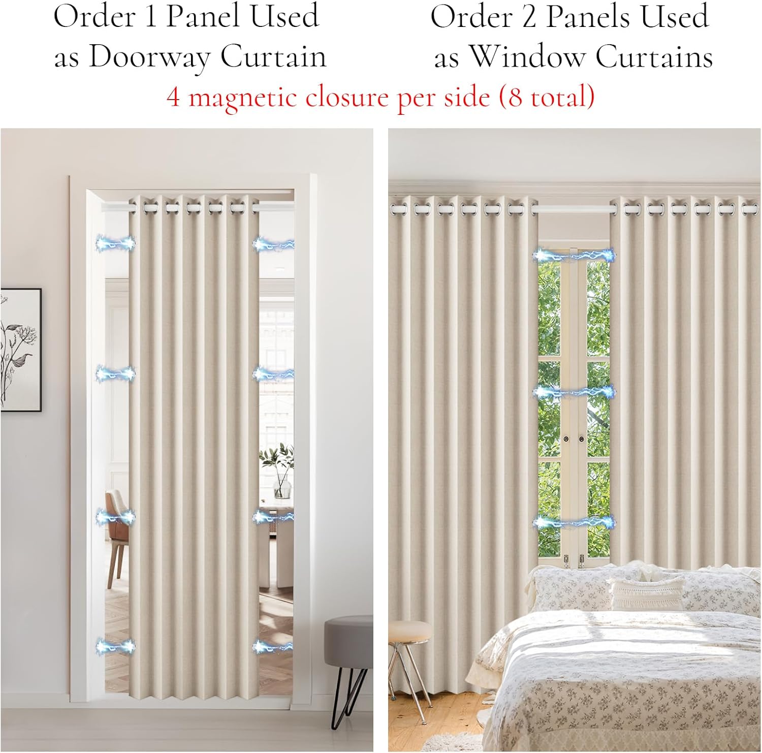 Blackout Faux Linen Door Curtain 80 Inch Accordion Style