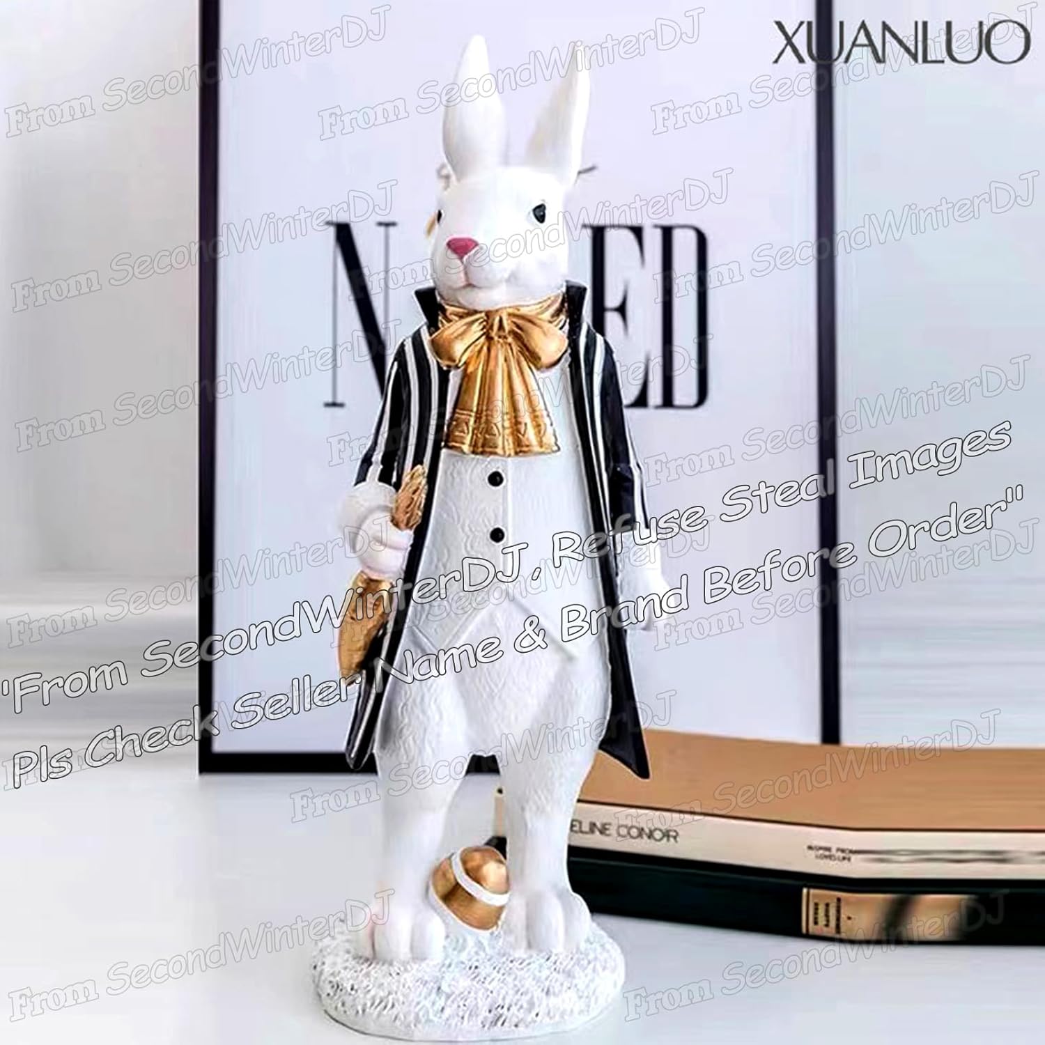 Rabbit Gentleman Decor Black Resin Figurine