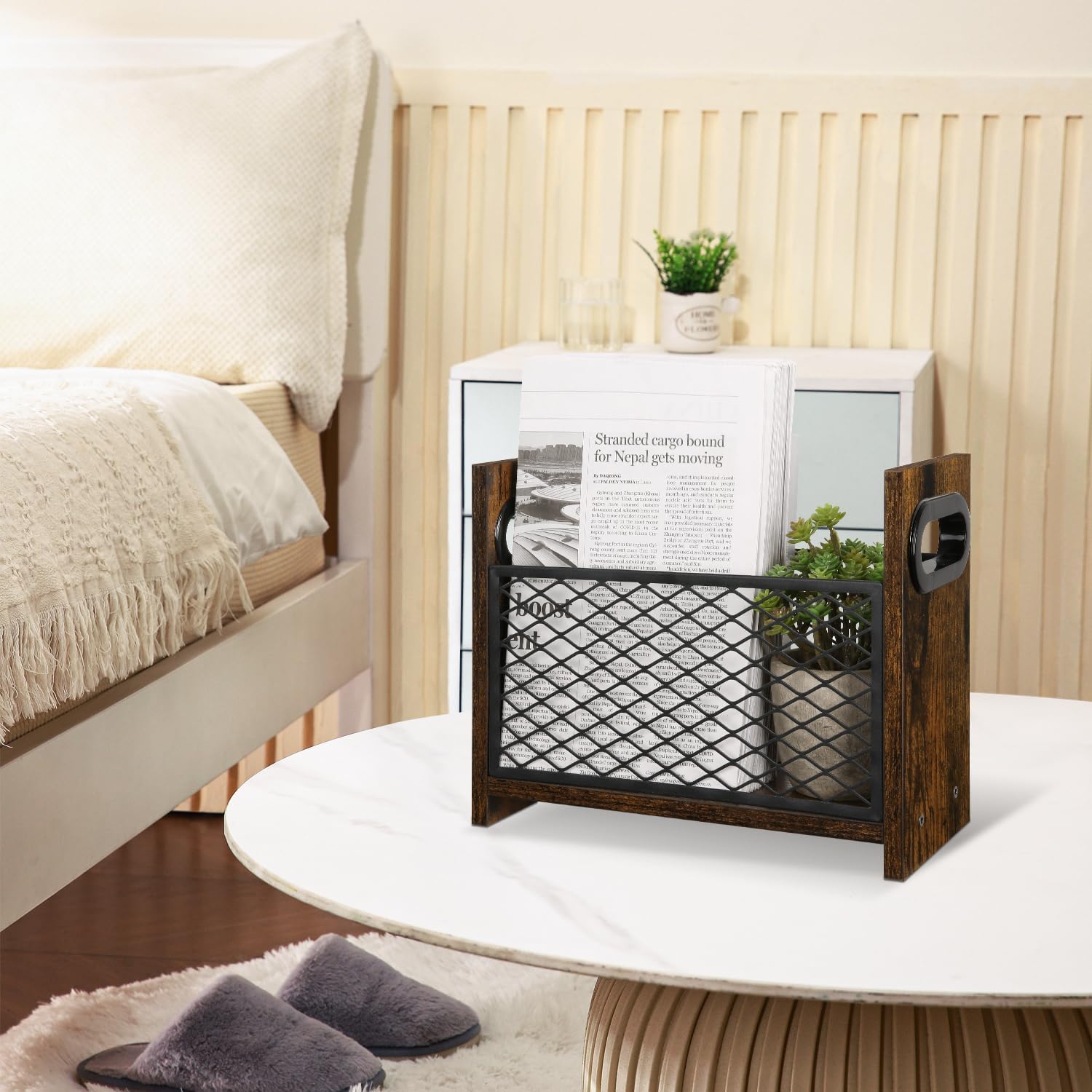 Yinmit Magazine Holder Small Desktop Magazine Rack